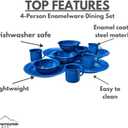 4-Person Enamelware Dining Set for Camping and Backpacking - Camping Gear Essentials for Camping and Backpacking by Caddis Sports
