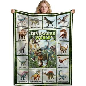 Dinosaur Blanket for Boys Girls,Ultra Soft Dino Blanket Decor for Couch Sofa Bed,Educational Gifts for Dinosaur Lovers,40"x50"-Kids/Throw Size (01 -Dinosaur 3)