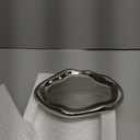 Silver Tray Decorative Vanity Tray Bathroom Tray Jewelry Dish Ceramic Silver Round Plate Holder Makeup Tray Home Organizers Irregular Storage Plate Bathroom Organizer(Long) (7.5" x 7.5" x 0.8")