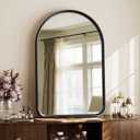 36"x24" Arched Bathroom Mirror - Modern Black Mirror for Wall with Rounded Corners, Bathroom Mirror for Vanity, Aluminum Alloy Framed Mirror - for Living Room, Bedroom, Cloakroom