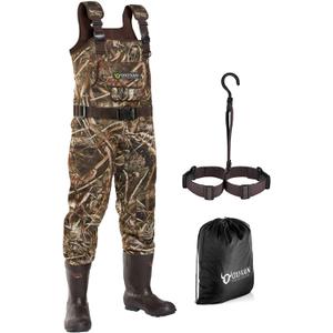 OXYVAN Duck Hunting Waders with 600G Rubber Boots Insulated,Neoprene Realtree MAX-7 Camo Fishing Chest Waders for Men and Women Size Men11/Women13