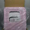 RIZZARI Enclosed Cat Litter Box with Lid, Large Foldable Litter Box with Litter Scoop, Top Entry Cat Toilet for Kittens and Big Cats (Pink,Stainless Steel, Large)