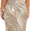 Juniors' One-Shoulder Sequin Embellished Maxi Gown - Elegant Formal Evening Cocktail Party Dress (Gold,Silver, S)