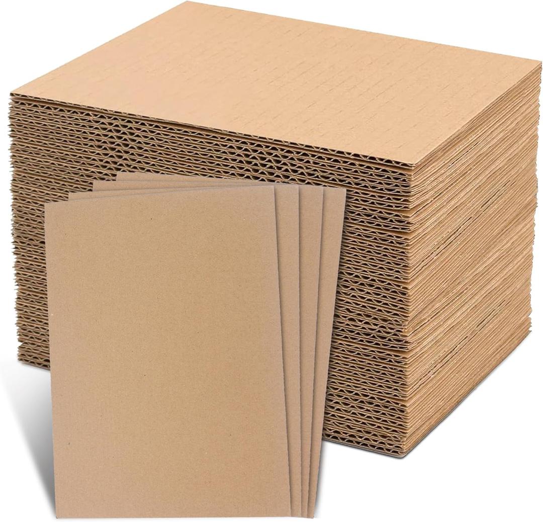 105 Pack Corrugated Cardboard Sheets (11 x 8.5 Inch) - Thick/Thin Sheets for Mailers, Fabric Organizer Boards, Box Dividers, Crafts - Cardboard Paper Inserts (Brown)