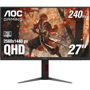 AOC 27 inch Mini-LED Gaming Monitor, QHD Ultra Wide 1440p, 240Hz, 1ms, DisplayHDR 1000, Adaptive-Sync, 1152 Dimming Zones, Xbox/PS5/Switch Ready, 3-Year Zero-Bright-dot, Q27G4ZMN