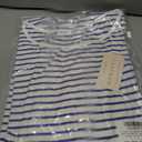 LilyCoco 3/4 Length Sleeve Women's Tops Boat Neck Striped Shirt Long Cotton T shirts Blue Large (Blue, L)