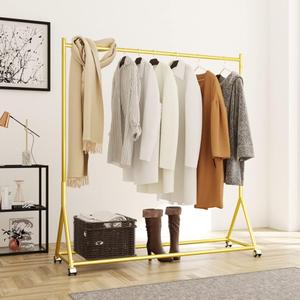 DR.IRON Modern Gold Clothing Racks Rolling Clothes Rack for Hanging Clothes Heavy Duty Metal Garment Rack Perfect for Home or Cloth Store(Gold)