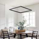 Black Modern Square Chandelier, Square Ceiling Light Fixture, Contemporary Chandelier Pendant Light for Kitchen Island, Dining Room, Bedroom, 1-Light 23.6"