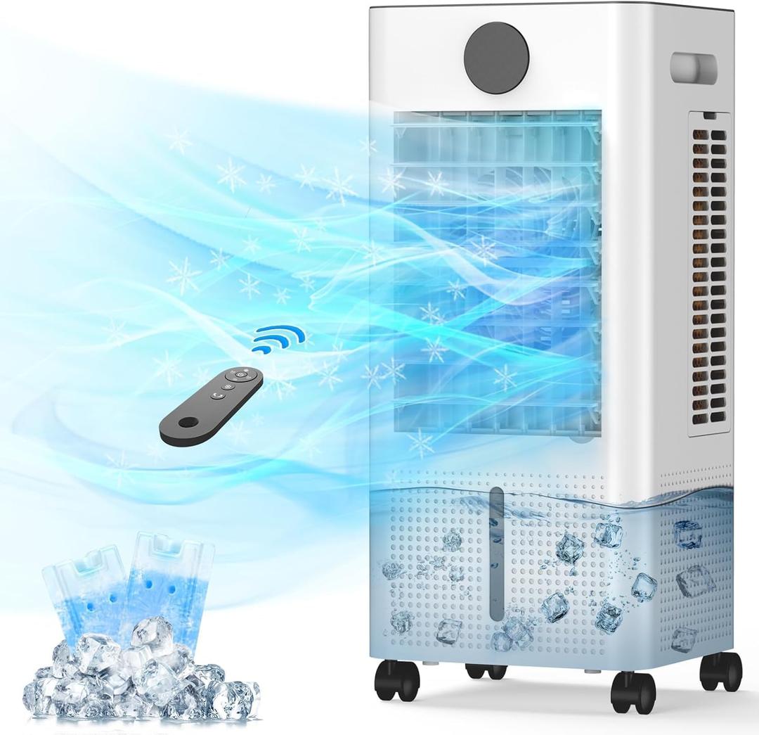 Windowless Portable Air Conditioner, 12H Timer & 2-Gal Tank, 3-IN-1 Portable AC Unit with Remote, 75°Oscillation, 3 Modes & 3 Speeds, Ultra-Quiet 23" Ventless Swamp Cooler for Room Home Office