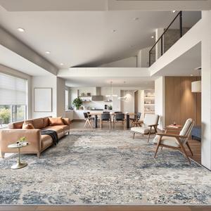 Art&Tuft 9x12 Area Rug, Anti-Slip Backing Abstract Washable Area Rugs 9x12 Living Room, Stain Resistant Rugs for Living Room, Foldable Machine Washable Rug (9'x12', Blue)