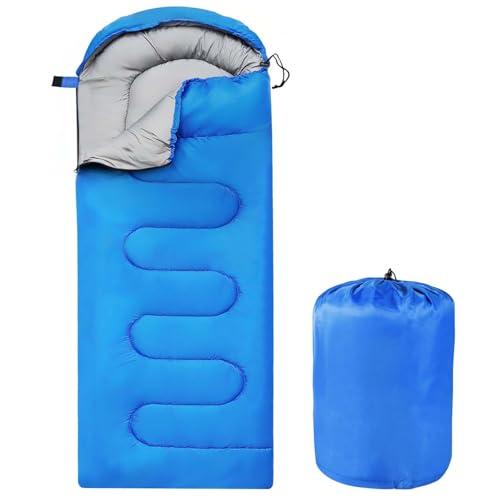 OBTANIM Sleeping Bags Portable Waterproof Thick Camping Sleeping Bag for Adults Kids 4 Seasons Cold Weather or Warm Backpacking Hiking Travel Indoor Outdoor Use (Blue)