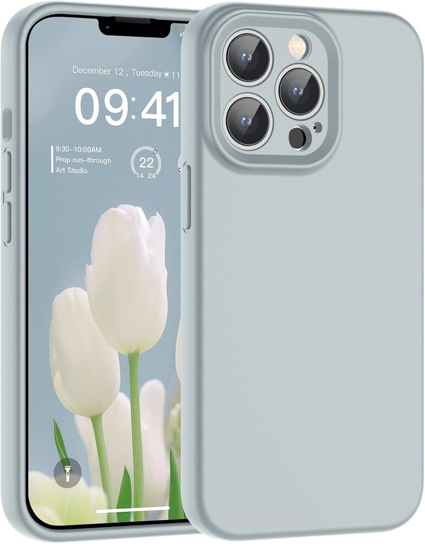 SUPFINE Designed for iPhone 13 Pro Case,Premium Liquid Silicone with [Soft Anti-Scratch Microfiber Lining][Upgraded Camera Protection] Slim Shockproof Phone Case for Men Women Girls,Haze Blue