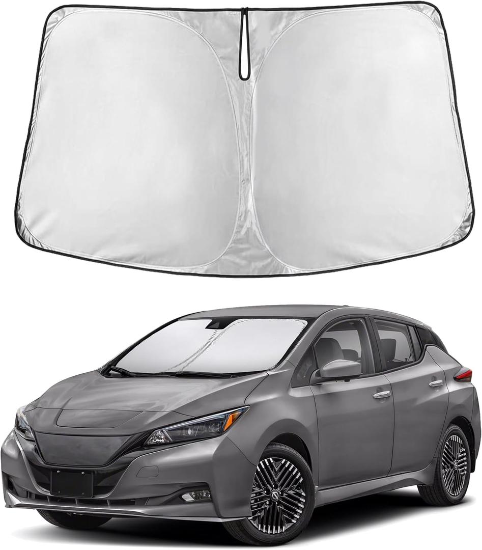 EcoNour Windshield Sunshade Compatible for Nissan Leaf 2018-2023 2024 2025 | Sun Visor for Front Windshield & Window Sun Shade Cover, UV Heat Blocker & Protector, Car Accessories