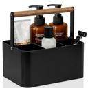 Portable Shower Caddy Dorm: Bathroom Caddy Organizer with Handle and Adjustable Dividers, Plastic Shower Basket for Toiletry, Makeup, Vanity, Shower Storage Tote for College, Cleaning Caddy, Black