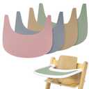 4 Pieces High Chair Placemat Silicone, Clean and Hygienic, Suitable for Tripp Trapp High Chair Tray Cover (Pink+Grey+Khaki+Green)