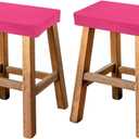 uxcell Bar Stool Cover Rectangle, Stretch Washable Saddle Counter Vanity Barstool Slipcover Seat Cushion Protector with Elastic Band for Wooden Metal Bench Chair(Rose Red, 2Pcs)