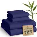 BAMPURE Queen Sheet Set - 100% Pure Viscose derived from Bamboo Sheets Queen Size - Super Soft Queen Cooling for Hot Sleepers - Up to 16’’ Deep Pocket Queen Sheets (Navy)