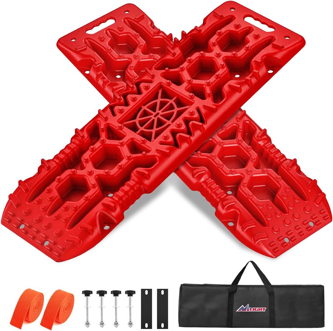 Nilight Recovery Off-road Traction Boards with Jack Lift Base 2 Pcs Red