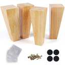 Alecutremy 6 Inch Mid Century Legs Wood Square Furniture Legs Set of 4 Tapered Sofa Feet Solid Wooden Replacement Legs for Couch Ottoman Cabinet Dresser Bed Table DIY