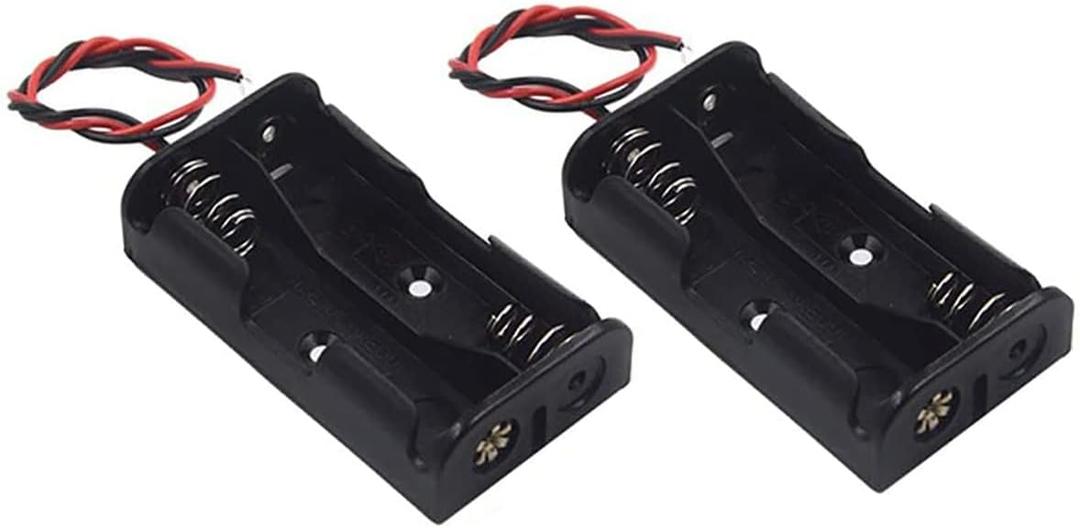2Pcs 2 x 1.5V AA Battery Holder Case Box, 2 AA Battery Holder with Wire Leads