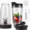 Blender Cups Replacement Parts For ninja,2-Pack 24oz Blender Cups with Sip & Seal Lids,7 fins Blender Replacement blade Compatible with Ninja BN401 BN751 BN801 BL480-30 BL642-30 BL682 BL687 NN102