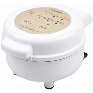 Hyvance Smart Fried Egg Cooker, Automatic Fried Egg Maker for 6 Features like Sunny Side Up, Over Easy, Fully Cooked & More. Auto Power Off, Alarm, Round Shape, Non Stick Coating (White)