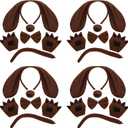 Coopay 20 Pieces Puppy Dog Costume Set Dog Ears Headband Nose Tail Bow tie Paw Gloves Animal Costume for Adult Kids Carnival Halloween Cosplay Accessories