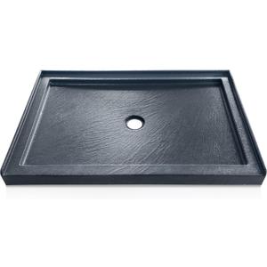CKB 48" L x 36" W Shower Base, Single Threshold, Center Drain with Slip Resistant Textured Surface, Gray Fiberglass Shower pan