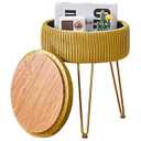 Wimarsbon Vanity Stool Vanity Chair with Storage, Velvet Makeup Stool, Soft Ottoman with Anti-Slip Feet, Furry Padded Seat for Makeup, Bedroom Yellow