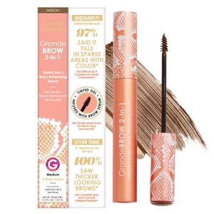 Grande Cosmetics GrandeBROW 2-in-1 Tinted Brow Gel + Brow Enhancing Serum (0.12 Fl Oz (Pack of 1), Medium)
