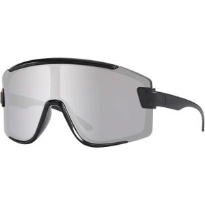 Karsaer Vision Big Shield Wraparound Sunglasses Rave for Men Women Neon Sun Visor Glasses Cycling Ski Shades 80s 90s (Silver Mirror)