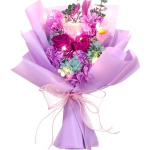 Canlierr Preserved Flowers Bouquet Graduation Flowers Bouquet Gift Forever Natural Real Roses Gifts for Teacher Student Birthday Anniversary Wedding Home Decor (Purple,Vivid)
