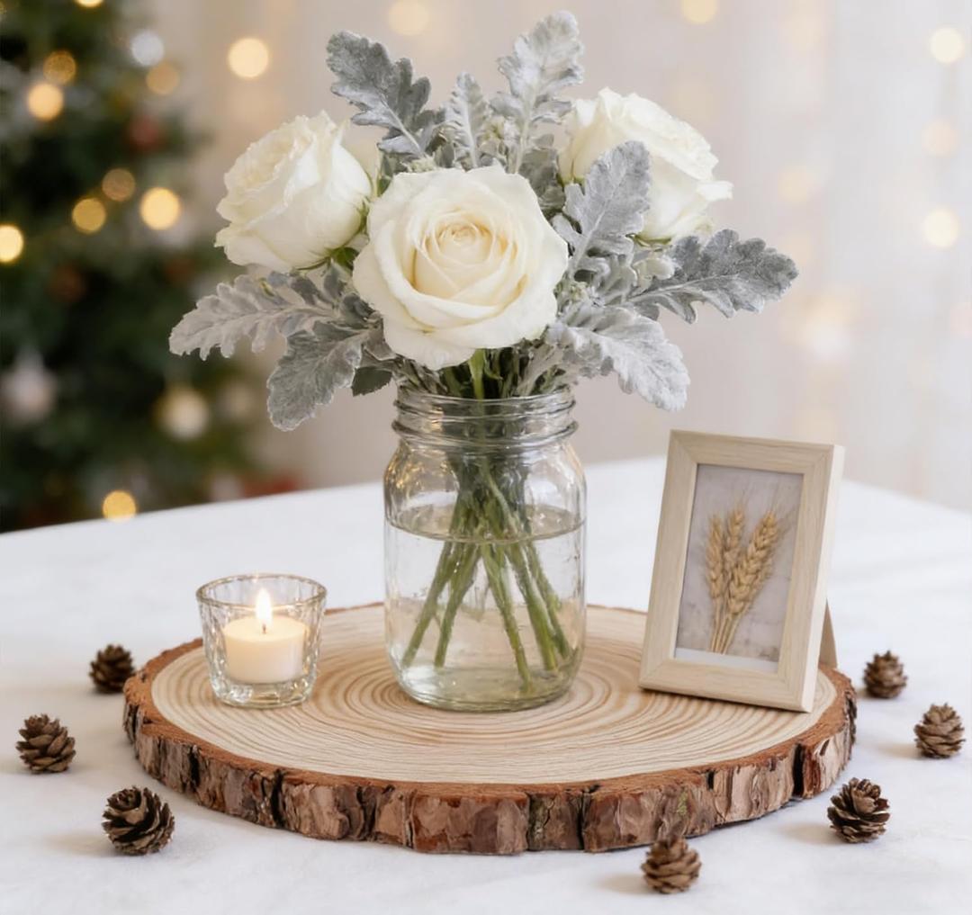 8Pcs Large Wood Centerpieces for Tables, 8-9 Inches Rustic Wood Slices for Centerpieces, Natural Wooden Centerpieces for Tables Wedding, Party, Rustic Decor, Art Creation