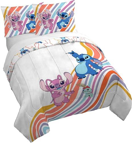 Jay Franco Duvet Cover Set – 3 Piece Comforter Cover and Sham Set, Super Soft Cozy Kids Bedding (Insert Not Included) White - Lilo and Stitch, Full