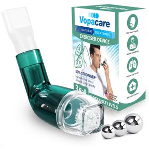 Flutter Valve Breathing Exercise Device for Lungs, Mucus Removal & Lung Strengthening, Adjustable Resistance Expiratory Trainer, Portable Lung Exerciser for Mucus Clearance (Dark Green)