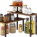 GHWIE Corner Shelf Organizer, 3 Tier Bamboo Kitchen Countertop Rack for Living Room, Office, Bookshelf Display Shelves, Space Saving Storage Shelves, Rustic Brown