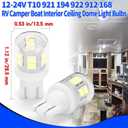 Bright T10 921 922 912 Led Bulbs for 12V RV Tralier Interior Ceiling Dome Light, Cool White 6000k, 194 168 LED Replacement Camper Boat Trunk Map License Backup Reverse Width Lamp Landscape Lights,5Pcs