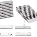 SINYUD  Name Badge Magnets, Magnetic Name Badge Holders Back with 2 Premium Strength Neodymium Magnets (Silver)