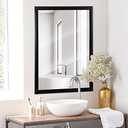 Rectangle Wall Mirror 24’’ x 36’’, Framed Black Bathroom Mirror for Wall, Hanging Mirror Wall Décor for Bedroom, Living Room, Entryway