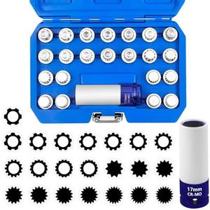 JEUCLEL 23PCS Wheel Lock Nut Key Kit - Compatible with VW, Audi, VAG - Anti-Theft Lug Nut Removal Tool