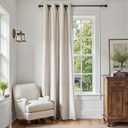 Linen Textured Curtain  for Living Room Light Filtering Thermal Insulated Grommet Top Window Drape for Bedroom  82x78 Inch Stone White 1 Panel