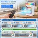2026 New 4-in-1 Portable Air Conditioner, Sound 30dB Mini AC Unit, 12H Runtime, 1000ML Evaporative Air Cooler, 3 Speed & 2 Mist, Remote, USB, Timer, 7-Color LED for Bedroom Office Car - 1 PCS