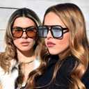 Retro 70s Square Aviator Sunglasses Women Men Vintage Rectangle Sunglasses Flat Frame Trendy Shades