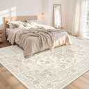 10x12 Area Rug for Living Room: Vintage Boho Neutral Washable Rug Indoor Soft Large Area Rug Carpet for Bedroom Nursery Farmhouse Dining Room Office Floor Non-Slip Low Pile Under Table Rug Beige White