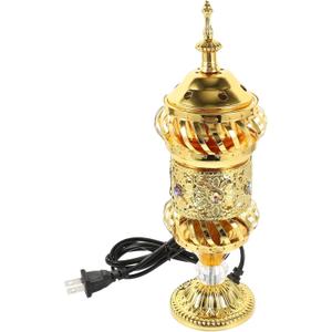 RCFINE Electric Incense Burner Bakhoor Metal Incense Burner Middle Eastern Style Arabic Incense Burner for Aromatherapy Yoga Spa Home Tabletop Decoration (Gold)