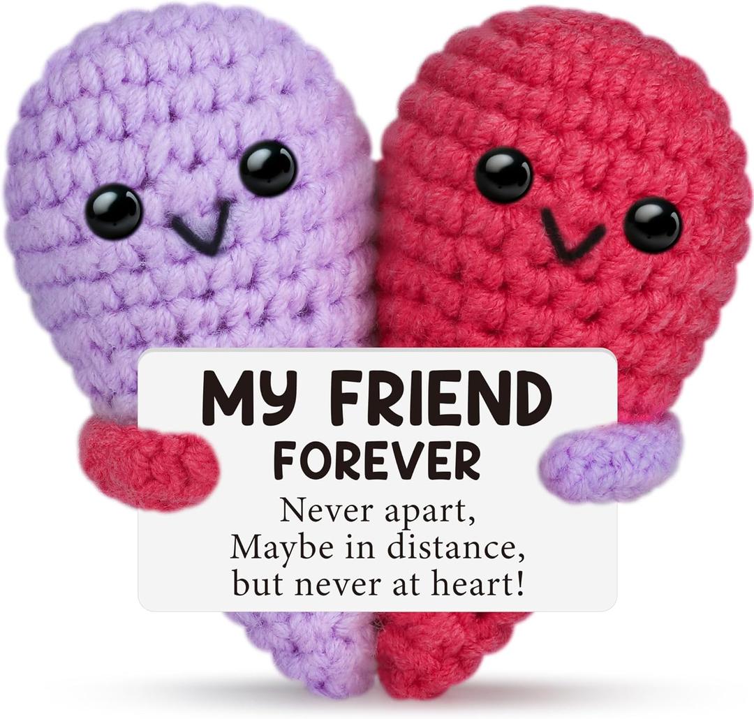 Funny Crochet Love Gifts for My Forever Best Friend,Friendship Bestie Birthday Gifts for Women Men Her Him Female Male Girls Boys,Small Cute Handmade Knitted Stuff with Card,Emotional Friend Support