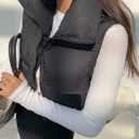 Womens Winter Warm Padded Crop Vest Lightweight Sleeveless Puffer Vest (Brown, XL)