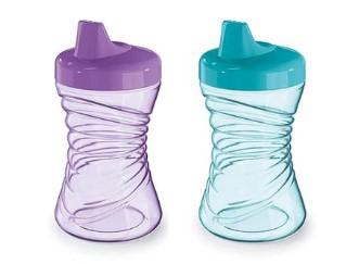 NUK Fun Grips Hard Spout Sippy Cup, 10 oz. | Easy to Hold, BPA Free, Spill Proof Toddler Cup, 2pack, Blue and Green