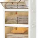 HOMIDEC Closet Organizers and Storage 93Qt 3 Pack Closet Organizer Boxes for Clothes Stackable Storage Bins Foldable Storage Box for Clothes/Toys/Office Supplies/Snacks(31Qt X 3) (White)