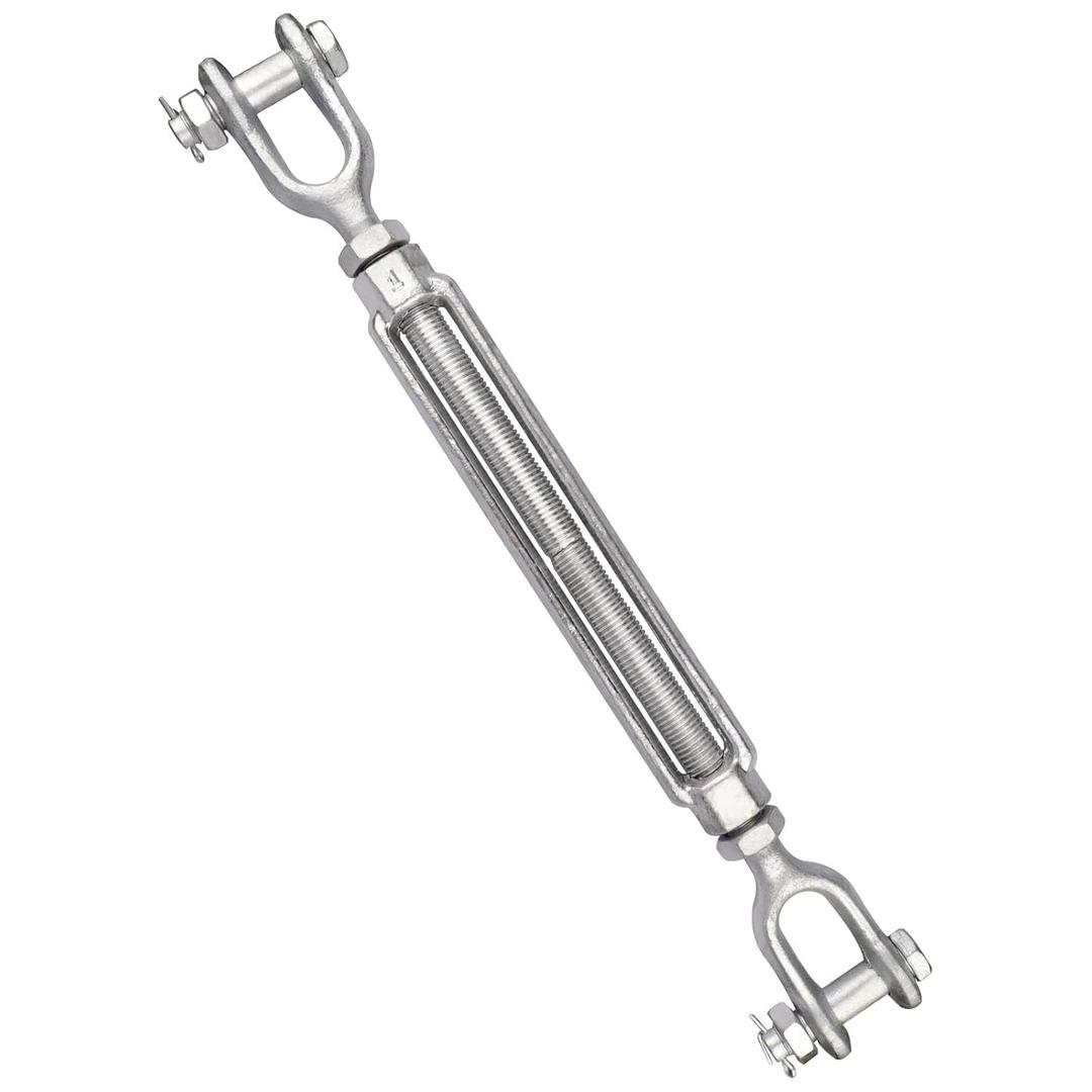 1 x 12 Inch Turnbuckle Forged Galvanized Steel Jaw and Jaw Turnbuckles for Cable Rail Rigging Rope Chain, 10,000 lbs Working Load Limit, 1PCS (1" X 12")